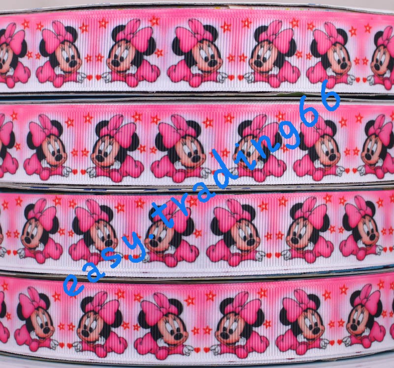 50/100 yards 1Minnie&Mickey Valentine LOVE GROSGRAIN Printed RIBBON 