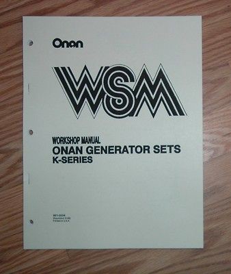 ONAN K SERIES PORTABLE SERVICE MANUAL 981 0504