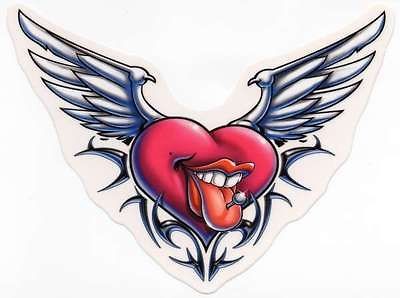 RARE WINGED HEART w/ PIERCED TONGUE SURF Snow board VINYL STICKER 