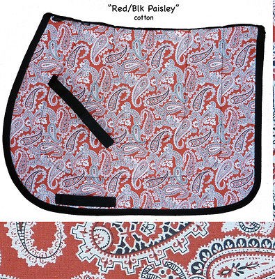 RED PAISLEY pretty and classy print nice ENGLISH SADDLE PAD  sattel 