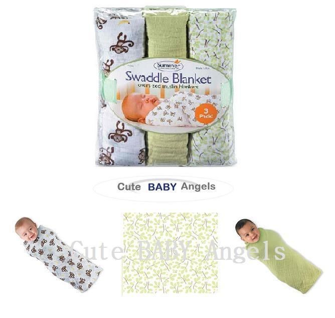 Pack Large Swaddle Me Muslin Squares Baby Blanket Sleeping Bag 