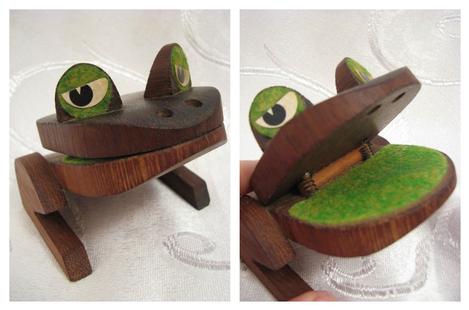 FROG by FRANK MEISLER Wooden Paper/Card Holder Israel 1950s