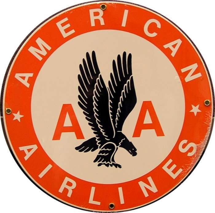 Vintage Old Style Sign Magnet American Airlines Porcelain Mint Old 