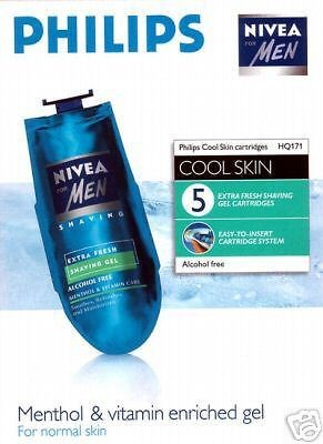 GENUINE PHILIPS PHILISHAVE HQ171 COOLSKIN GEL NIVEA CARTRIDGES