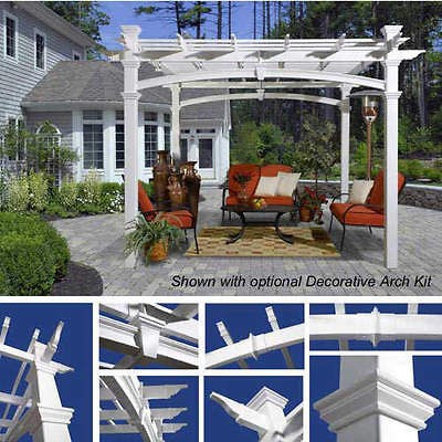   X10 WHITE VINYL PATIO YARD DECK GAZEBO / PERGOLA + BOLT DOWN BRACKETS