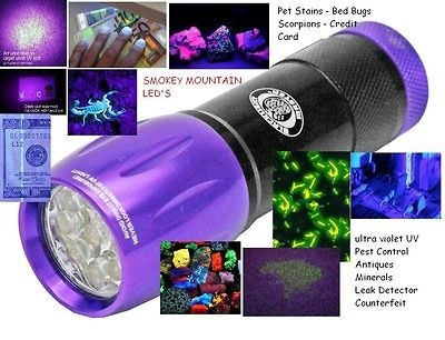   UV FLASHLIGHT SCORPION PEST CONTROL BEDBUGS EXTERMINATOR PET STAINS