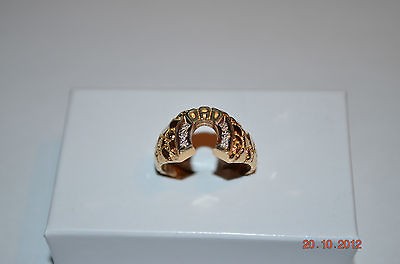 10K YELLOW GOLD DAD HORSESHOE NUGGETS RING SZ.9 LIKE NEW NOT SCRAP