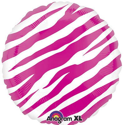 Pink Zebra Print Black and White Round Mylar Balloon 18 Mylar Party 