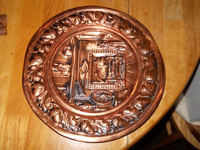 Coppercraft Guild wall plate slightly damaged hunter hearth scene