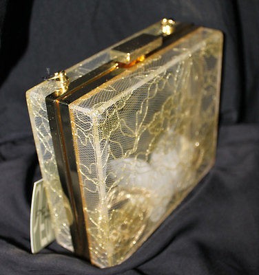 New Acrylic Perspex Box Clutch Purse Bag with Chain   Many Patterns