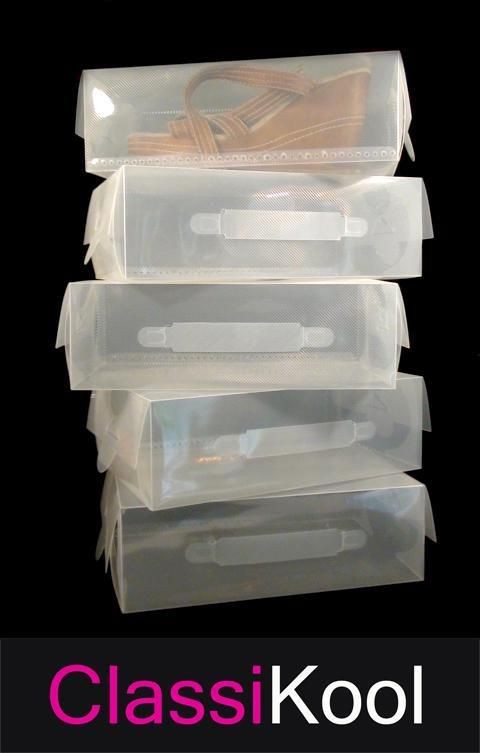 MENS PLASTIC CLEAR STACKABLE FOLDABLE STORAGE ORGANISER SHOE BOX BOXES