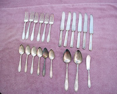   son Triumph AA 21 pc silverware silver plate 6 pc setting, pat 1925