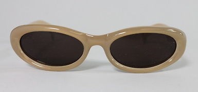 GIVENCHY Beige Ivory Oval Plastic Frame Gray Tinted Sunglasses