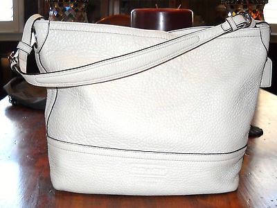 COACH 11662 WHITE/BONE PEBBLE LEATHER TOTE ~NICKEL HARDWARE~FREE COACH 