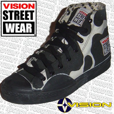 VISION STREET WEAR Skateboard Shoes Moo Print Hi 6.5 UK   Old School 