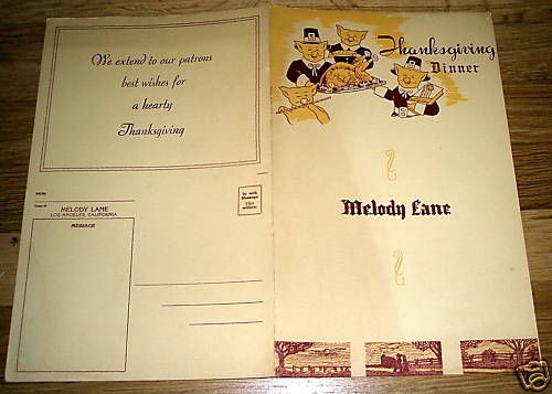 1941 Melody Lane Los Angeles Restaurant MENU