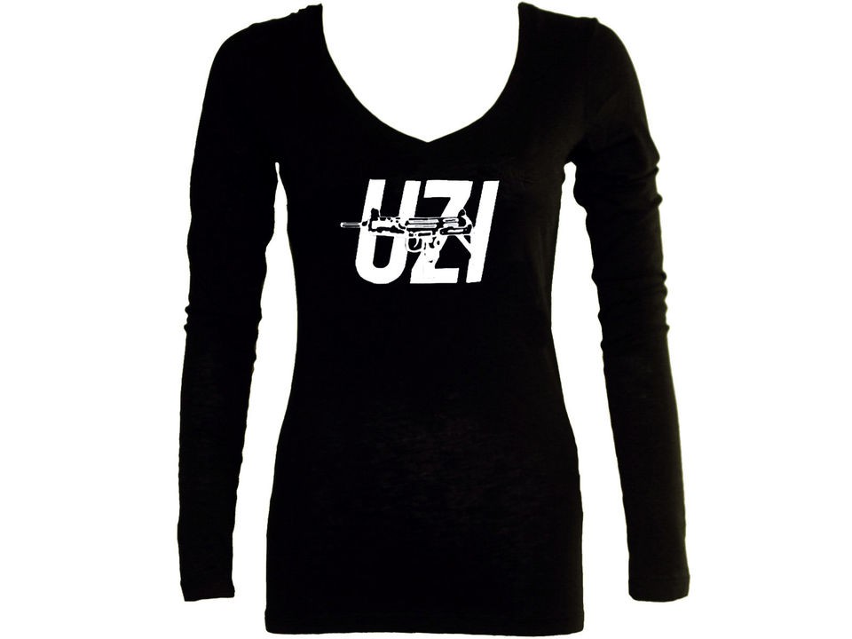 UZI gun machine Israel rifle silk printed customized women sleeved 