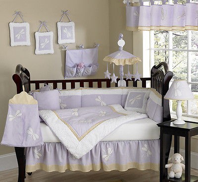 CHEAP JOJO PURPLE DRAGONFLY BUG 9pc BABY GIRL CRIB BEDDING SET ROOM 