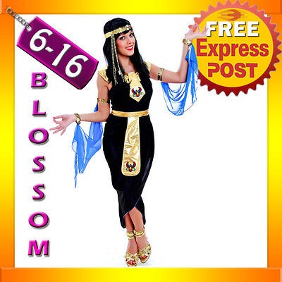 E15 Ladies Cleopatra Egyptian Goddess Fancy Dress Halloween Costume 