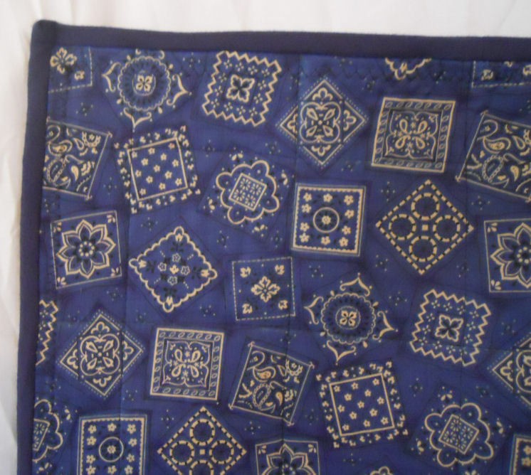 Handmade Quilted Dog/Pet/Baby Blanket   Blue Bandana