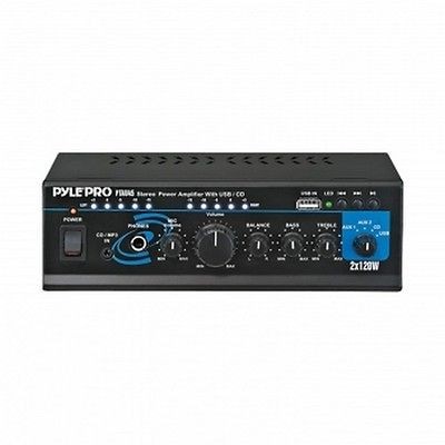 Pyle PTAU45 Mini 2x120W Home Stereo Power Amplifier