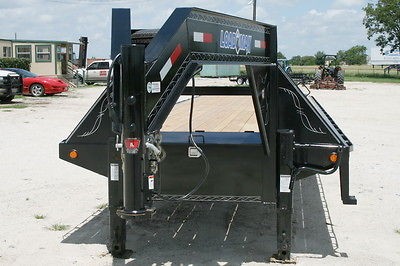   102 Gooseneck Dove Tail Flatbed Trailer, 12K Axles, 3 Flip Over Ramps