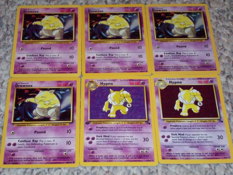 Pokemon Hypno HOLO Rare 6 Card Evolution Set*Fossil Set*1x 1st Edition 