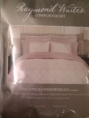 NEW L@@K RAYMOND WAITES ~ PINK BEIGE FLORAL ~ KING COMFORTER SET 