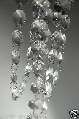 FT CLEAR GLASS CHANDELIER WEDDING CRYSTAL LAMP BEAD CHAIN PRISMS 