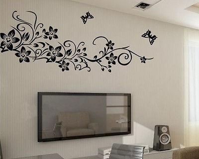   Flower Butterfly Removable Wall Sticker Home Decor Art Decal 90*60cm