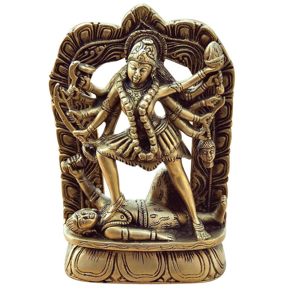 Kali Figurine Brass Religious Statues 4 x 1.5 x 6.5 inches