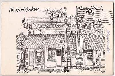 Newport Beach California Postcard The Crab Cooker Restaurant   Ink 