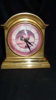   MILLER BRASS TABLE CLOCK WIGGINS POULTRY FARM ROOSTER #645 512