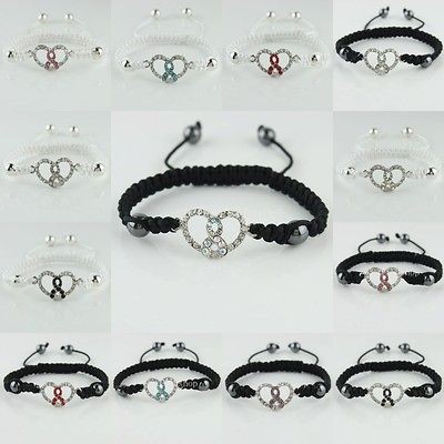   CRYSTAL RIBBON BREAST CANCER AWARENESS CONNECTOR BRACELET 7.5 10