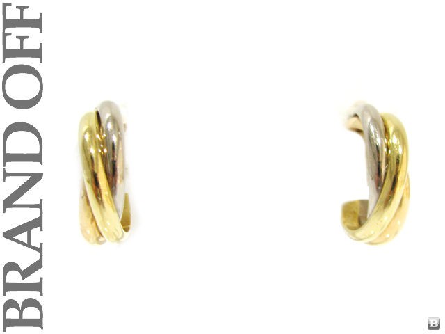   welry CARTIER 18K YELLOW+WHITE+P​INK GOLD MINI TRINITY PIN EARRINGS