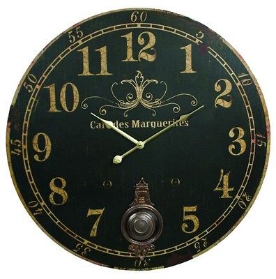   des Marguerites Wall Clock w/ Pendulum Clocks French France Wall Decor