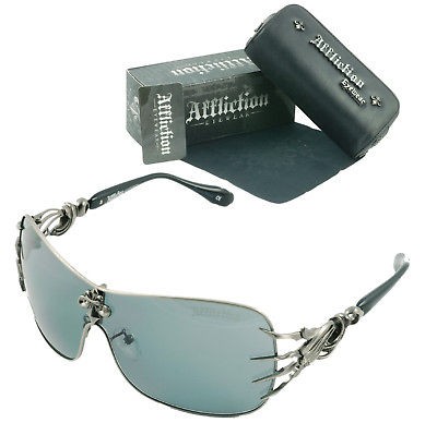 AFFLICTION BLADE SUNGLASSES BLACK & GUNMETAL UNISEX AUTHENTIC HAUTE