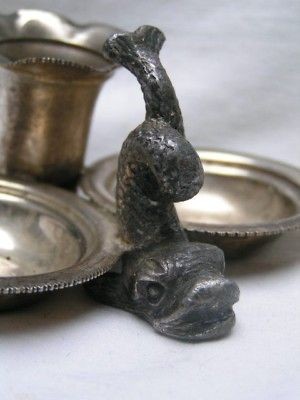 Antique Metalart Figural Salt Pepper Cellars, France