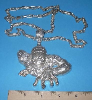 spider man silver toned chain large charm rare superhero spiderman