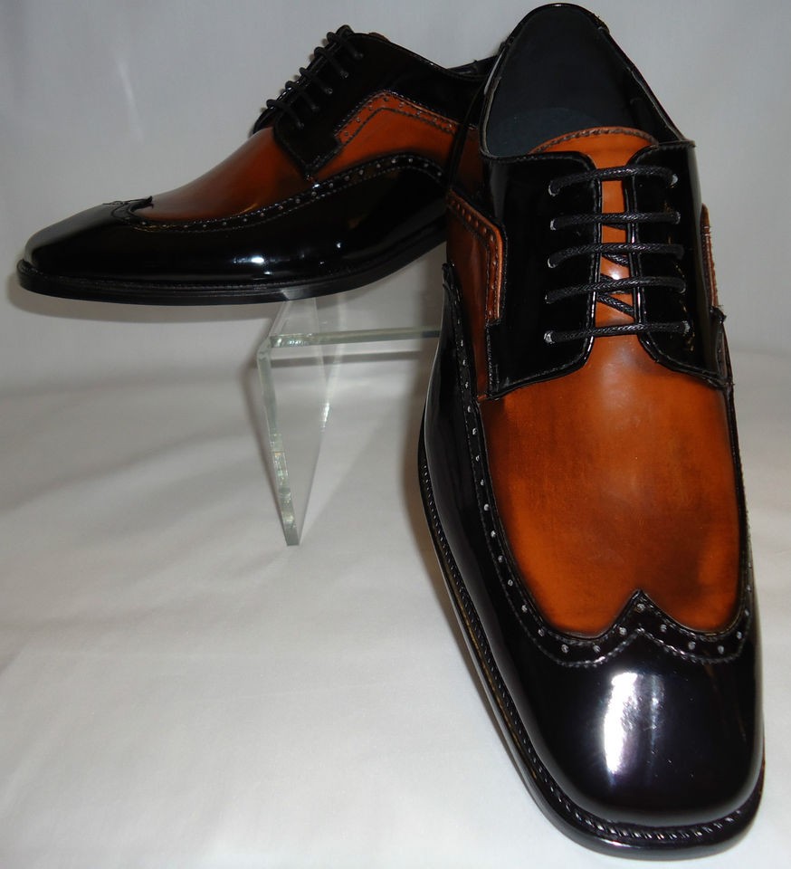   Black & Honey Brown Antique Look Wingtip Spectator Bolano URSO 065