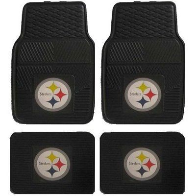 NFL PITTSBURGH STEELERS AUTO 4PC HEAVY DUTY RUBBER VINYL FLOOR MATS 