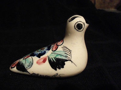 Tonata Mexico hand painted Folk Art bird signed RS