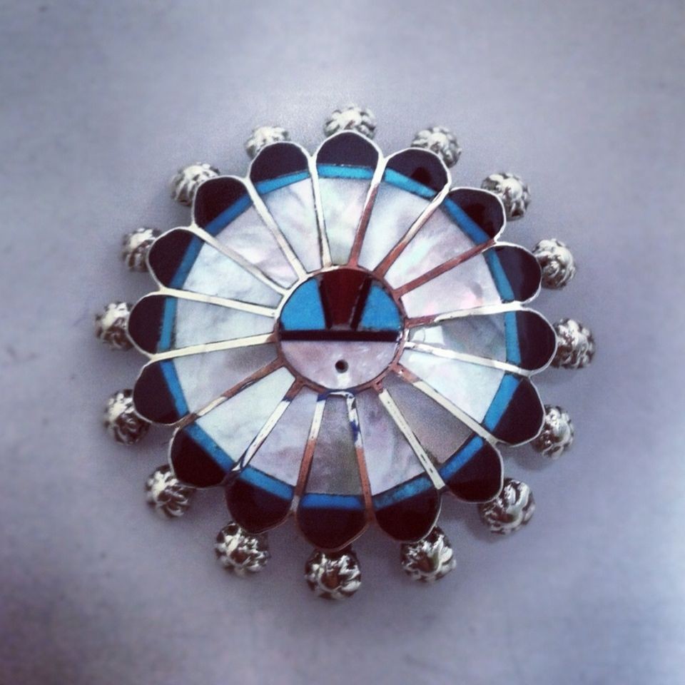 Authentic ZUNI Sun Face Brooch/Pendant by Abel Soseeah