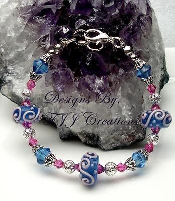   LAW~FRIEND~GIFT~BRACELET~Swarovski~Lampwork POEM JEWELRY~Poems 1 4 #L9