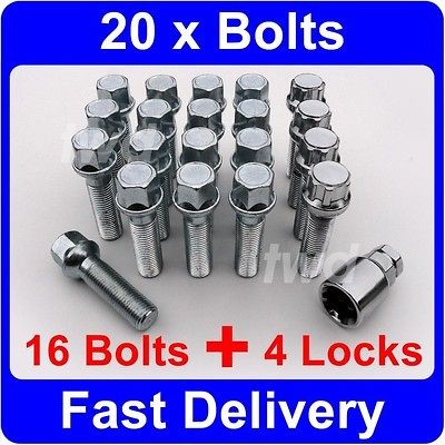 20 x EXTRA LONG 45MM WHEEL BOLTS & LOCKS   VW TRNSPORTER T4 T5 WITH 