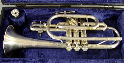 OLD BESSON STRATFORD ENGLAND SILVER TRUMPET HORN CORNET