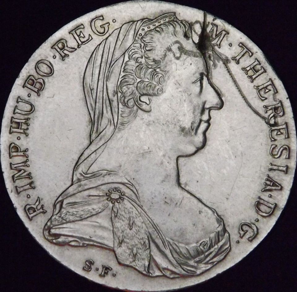   Maria Theresa AU+ Det. Scratched Austria Silver Thaler   KM# T1