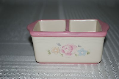   WAREHOUSE Tea Rose Divided Sugar Condiment Holder Cream Pink Blue