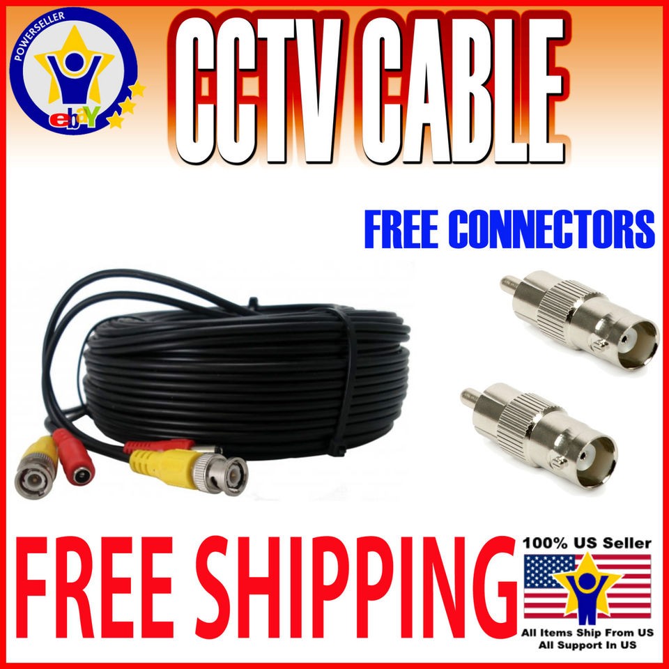 SECURITY CAMERA CABLE CCTV POWER WIRE 10FT 20FT 30F 50F 75FT 100FT 