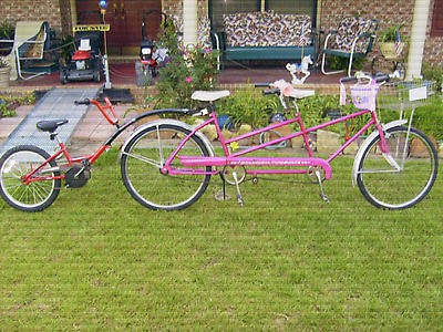   TWOSOME TANDEM BICYCLE 1960s 70s& SCHWINN RUNABOUT TRAILER BIKE